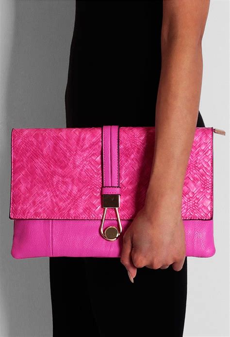 bright pink clutch bags.